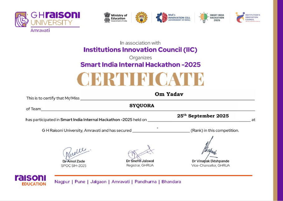 Smart India Hackathon